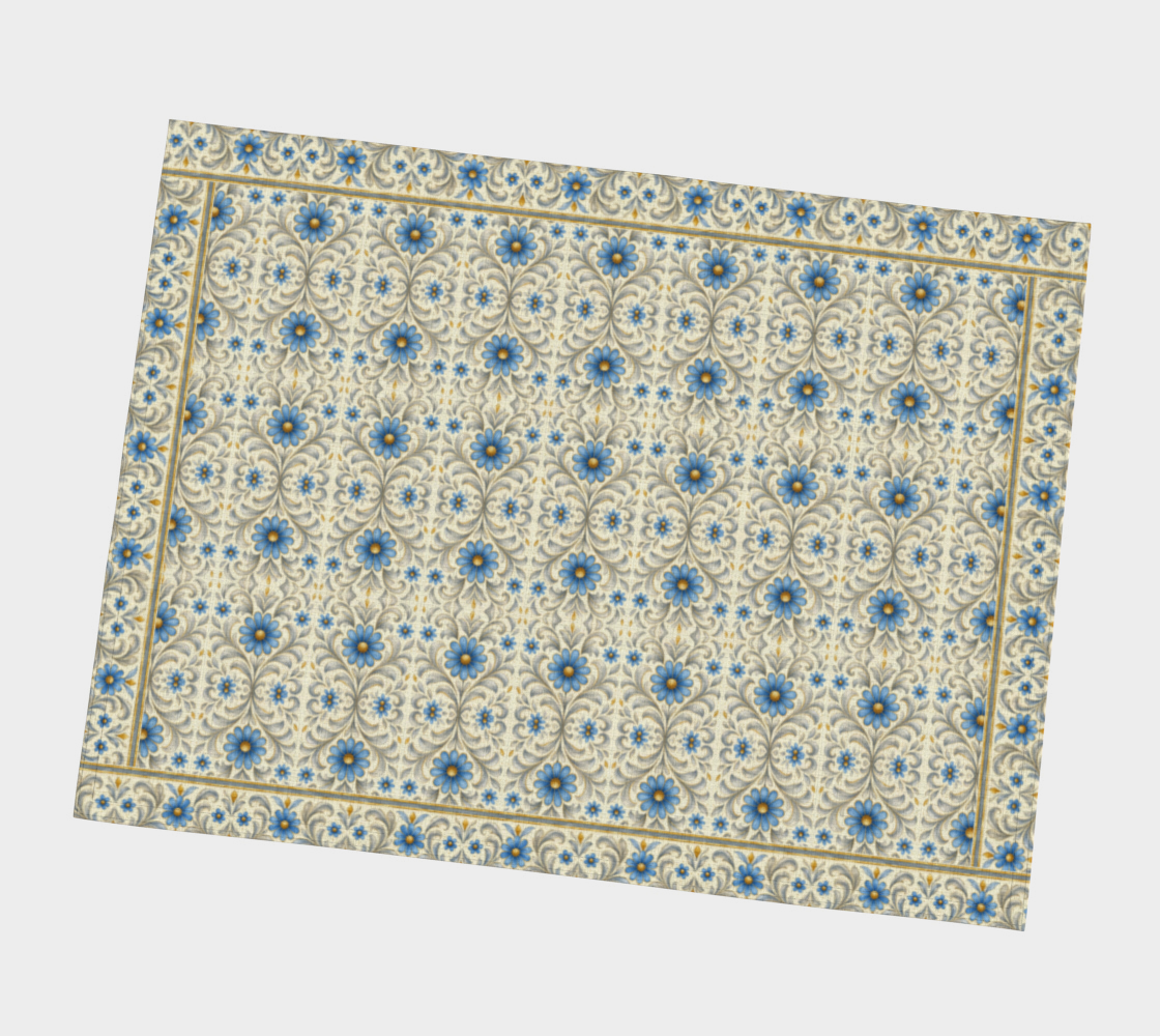 Gilded Azure Bloom placemat with border