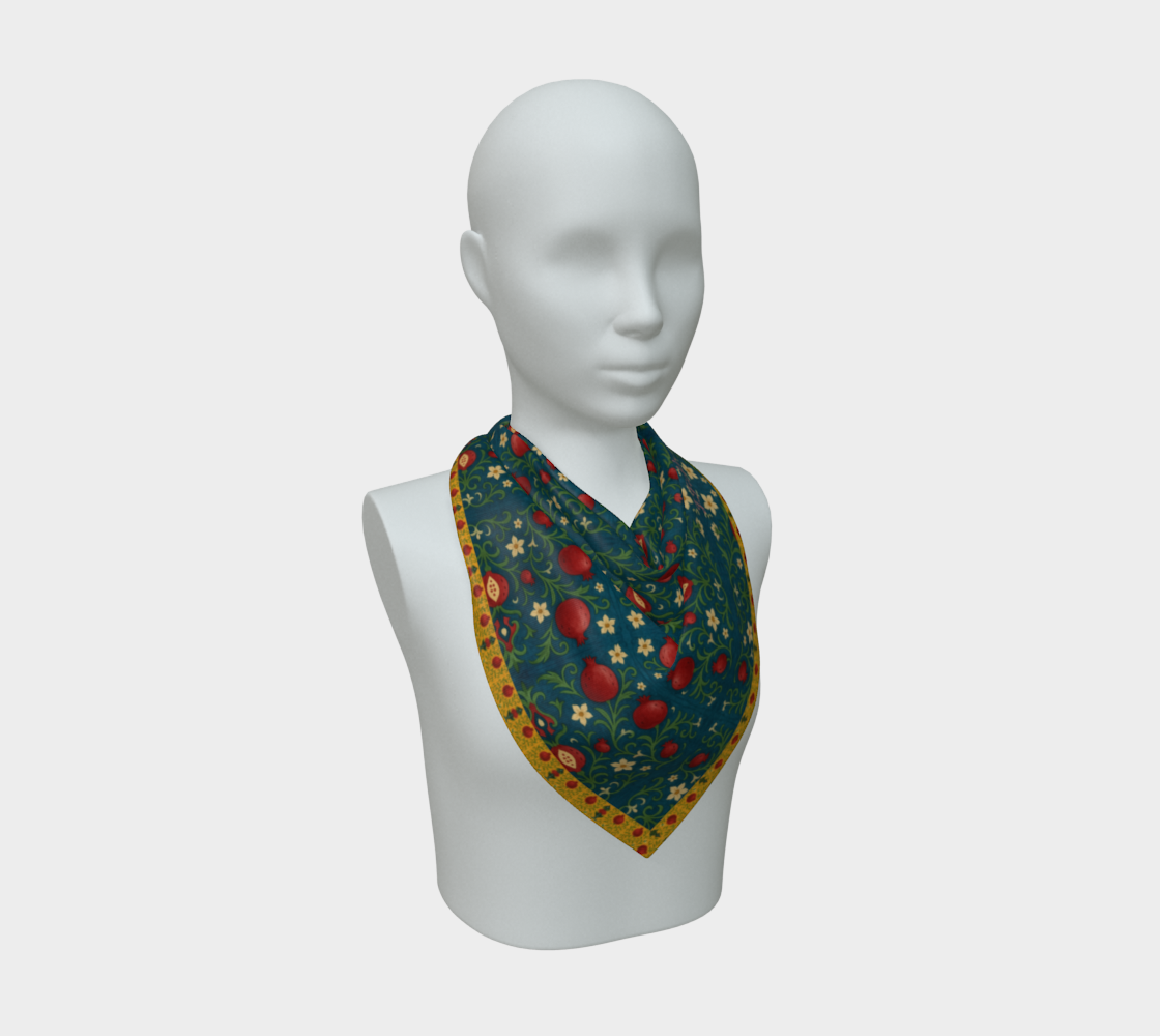 WINTER POMEGRANATES 50 x 50 scarf