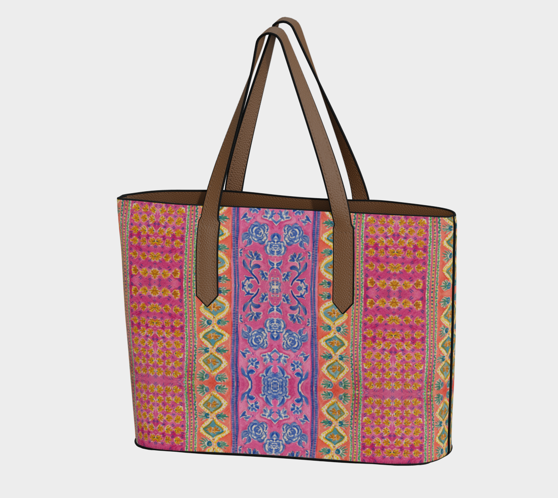 Coral Caravan Vegan Leather Tote