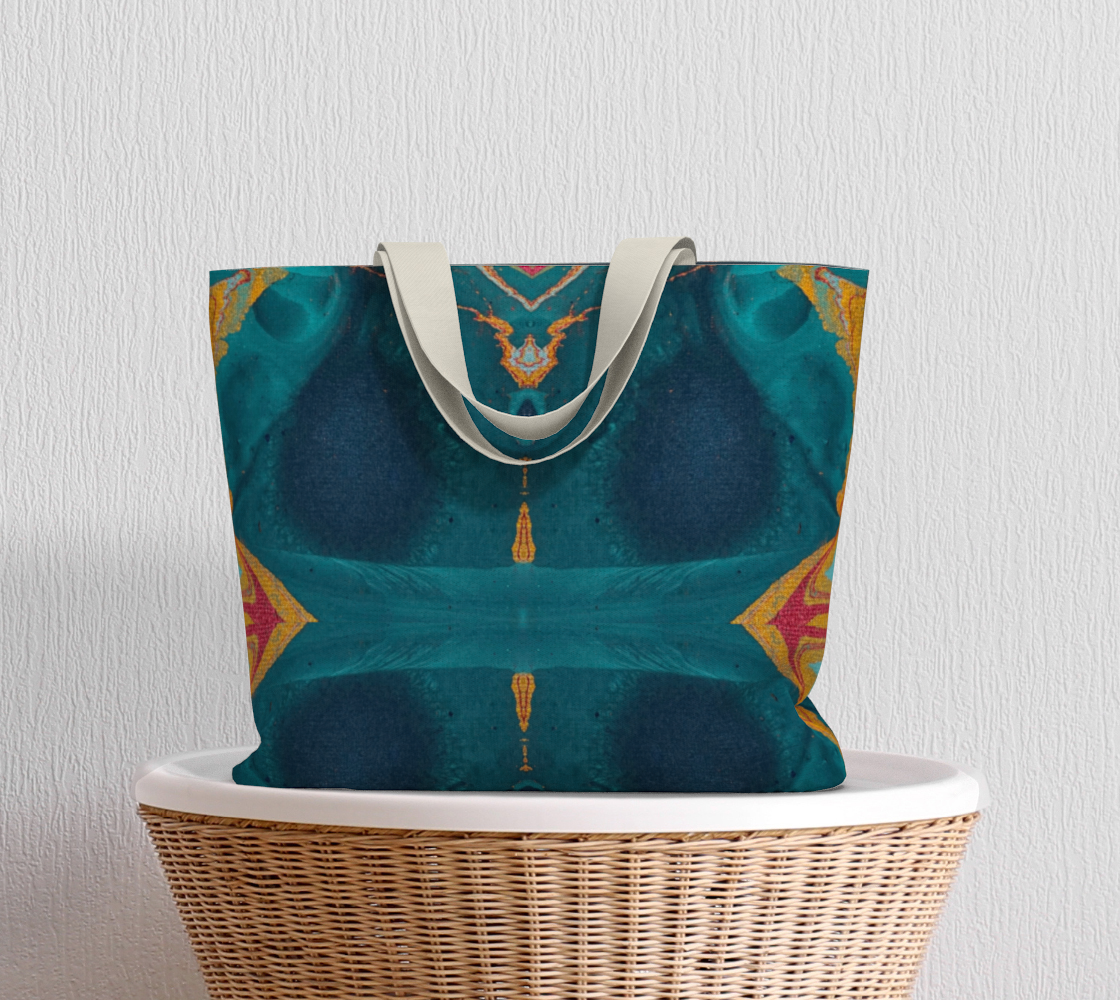 Gilded Peacock Feather Large Canvas Tote