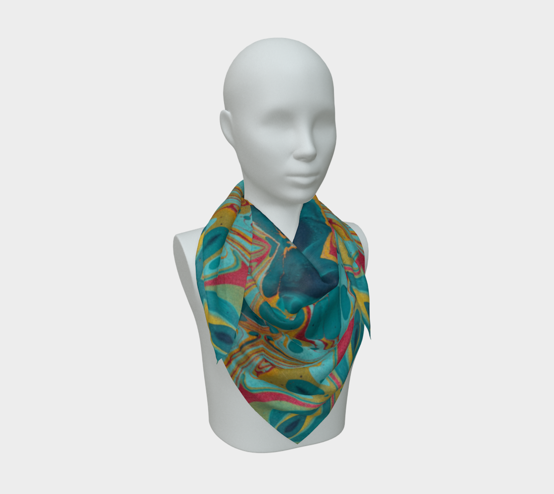 Gilded Peacock Feather 36 x 36 scarf
