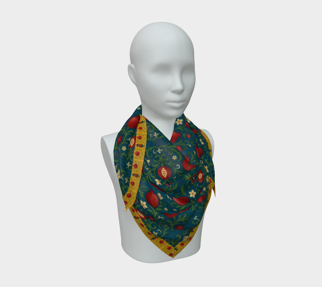 WINTER POMEGRANATES 36 x 36 scarf