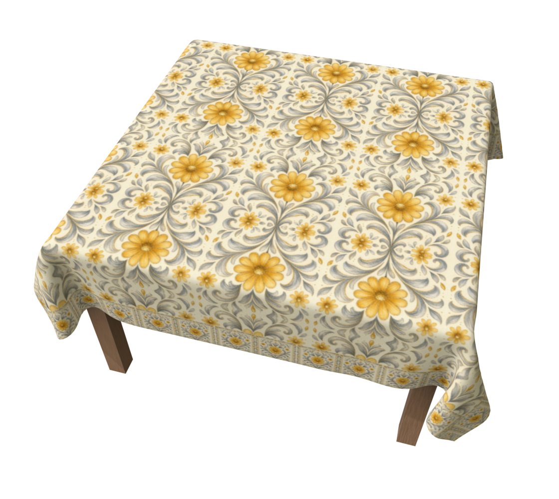 Silver Garden 60 x 60 WEDDING Tablecloth with Border