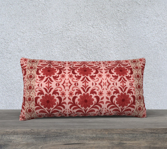 Petite Fleur Rouge 24 x 12 Banded Pillow