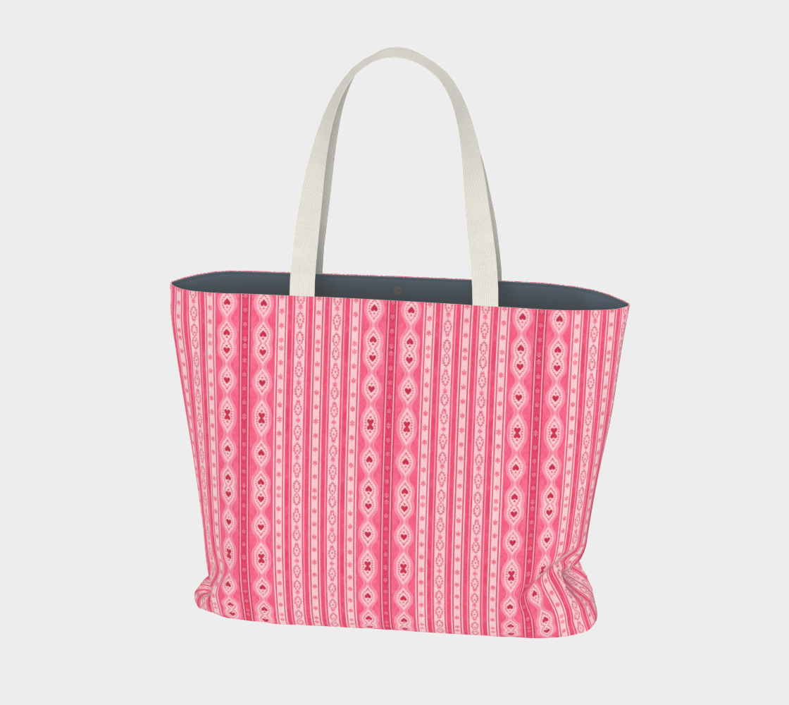 Sweet Heart Folk Stripe Tote Bag #2