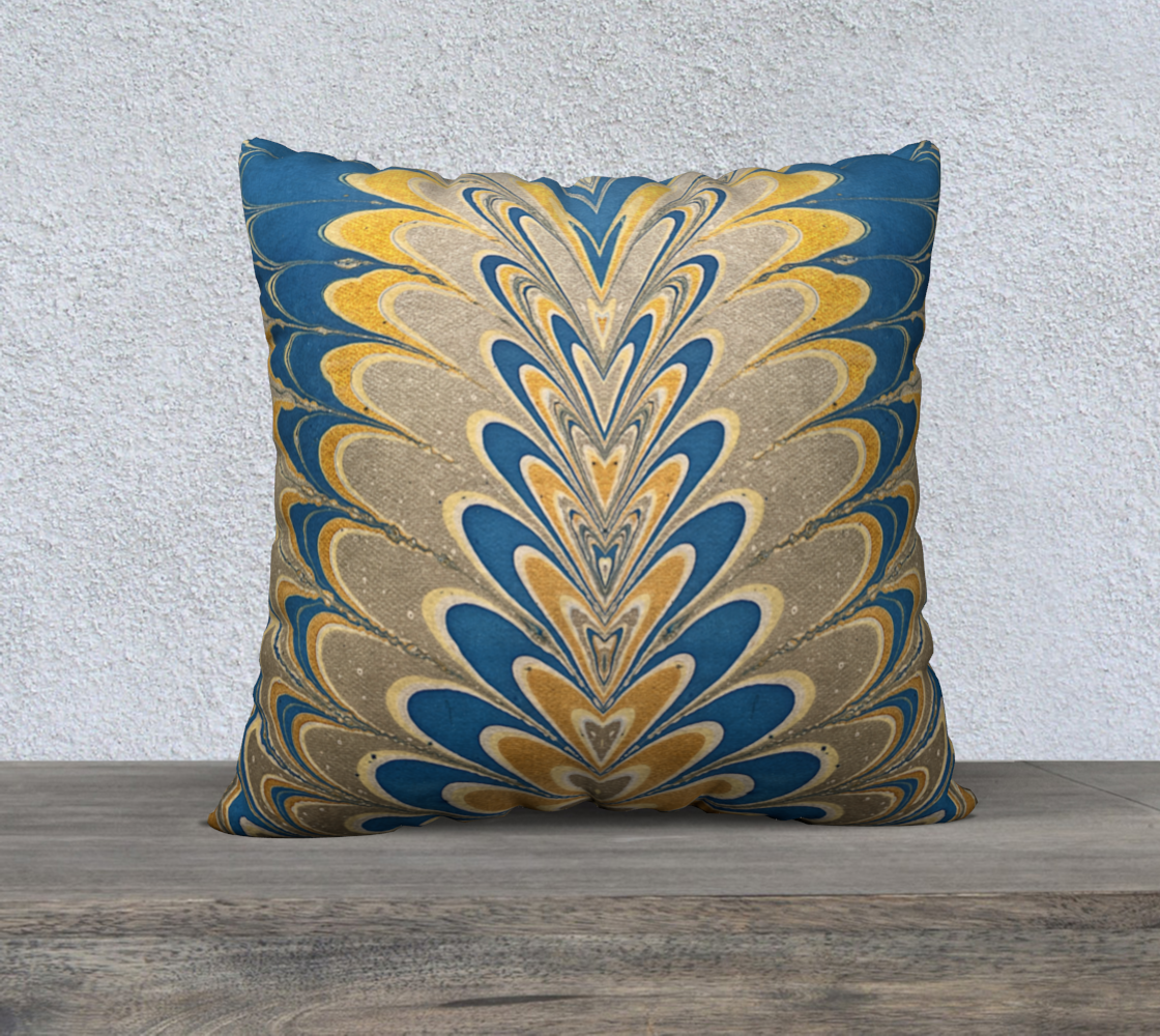 Prussian Blue Swirl 22  x 22 Pillow Cover