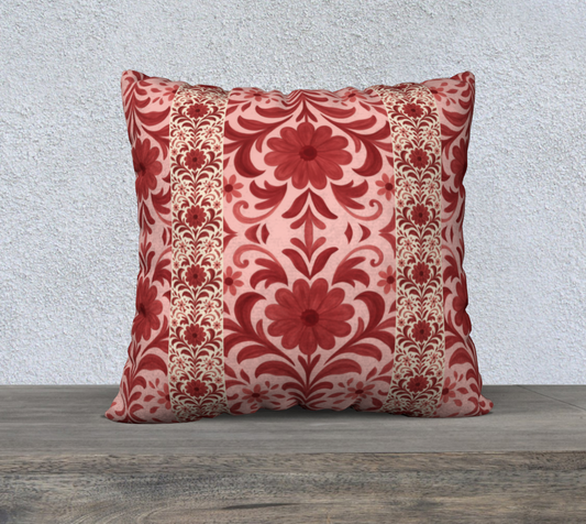 Petite Fleur Rouge 18 x 18 Banded Pillow