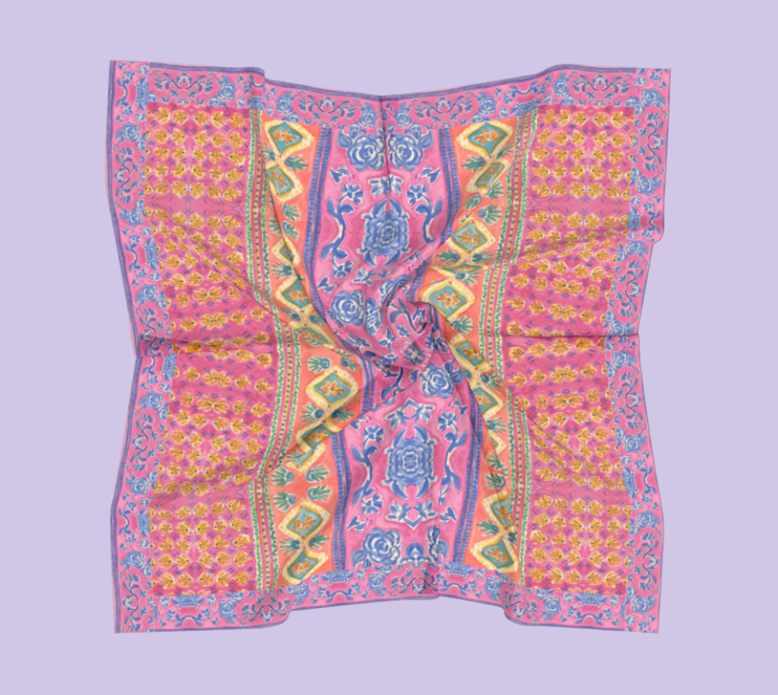 Coral Caravan Silk Square Scarf