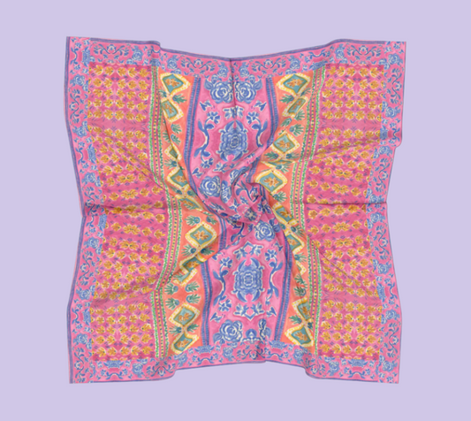 Coral Caravan Silk Square Scarf