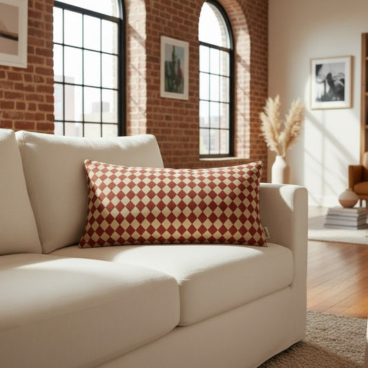 Cranberry Mini Harlequin 24 x 12 Pillow Cover