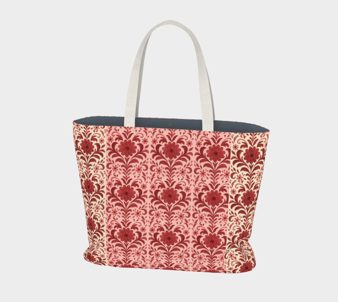 Petite Fleur Rouge D'Hiver Large Canvas Tote Bag