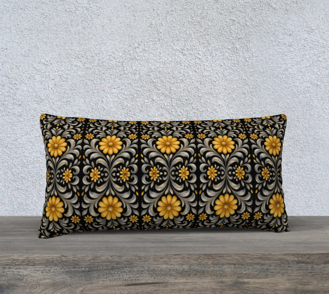 Midnight Silver Garden 24 x 12 pillow