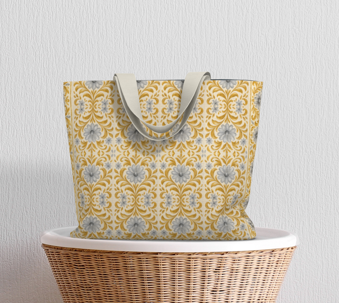 Gilded Garden Damask large canvas tote bag