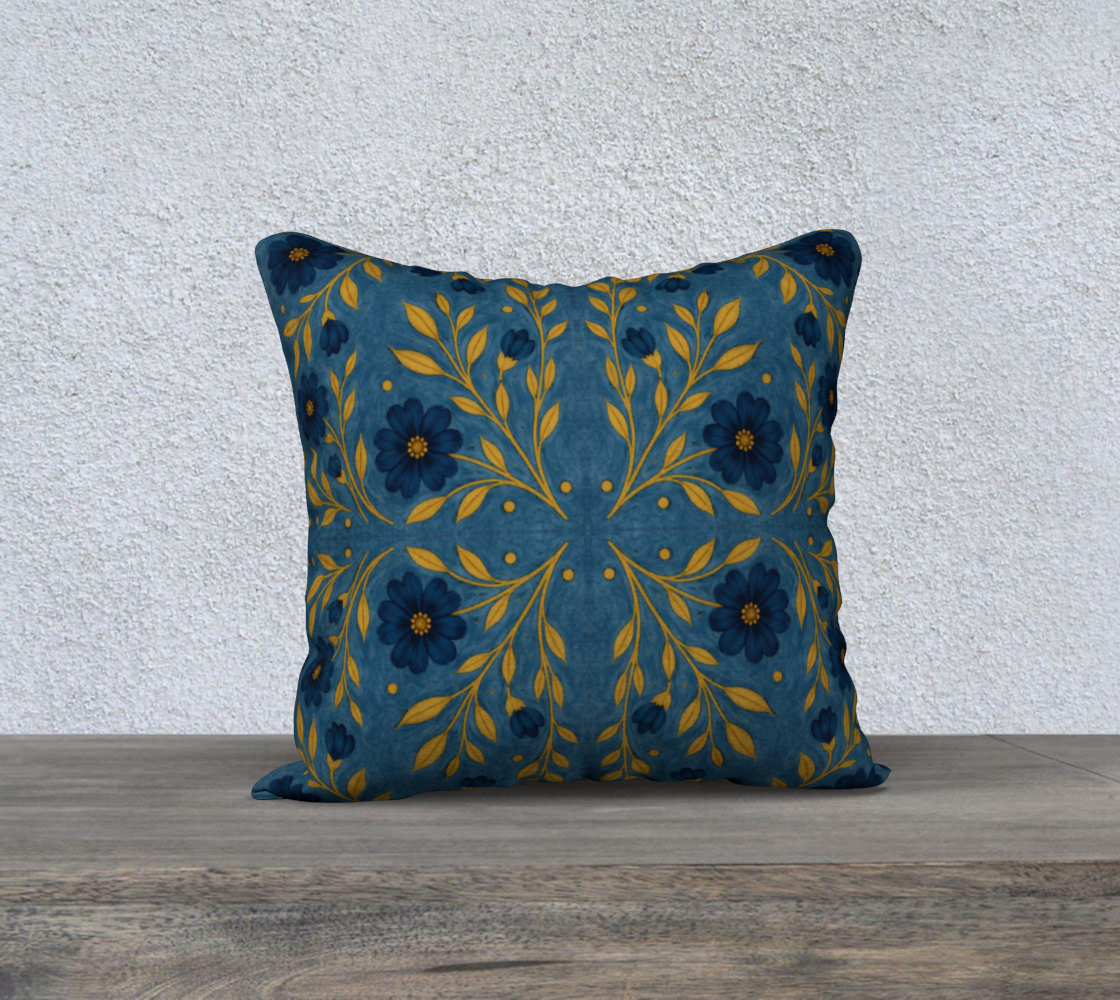 Indigo meadow offset pillow 18 x 18 2