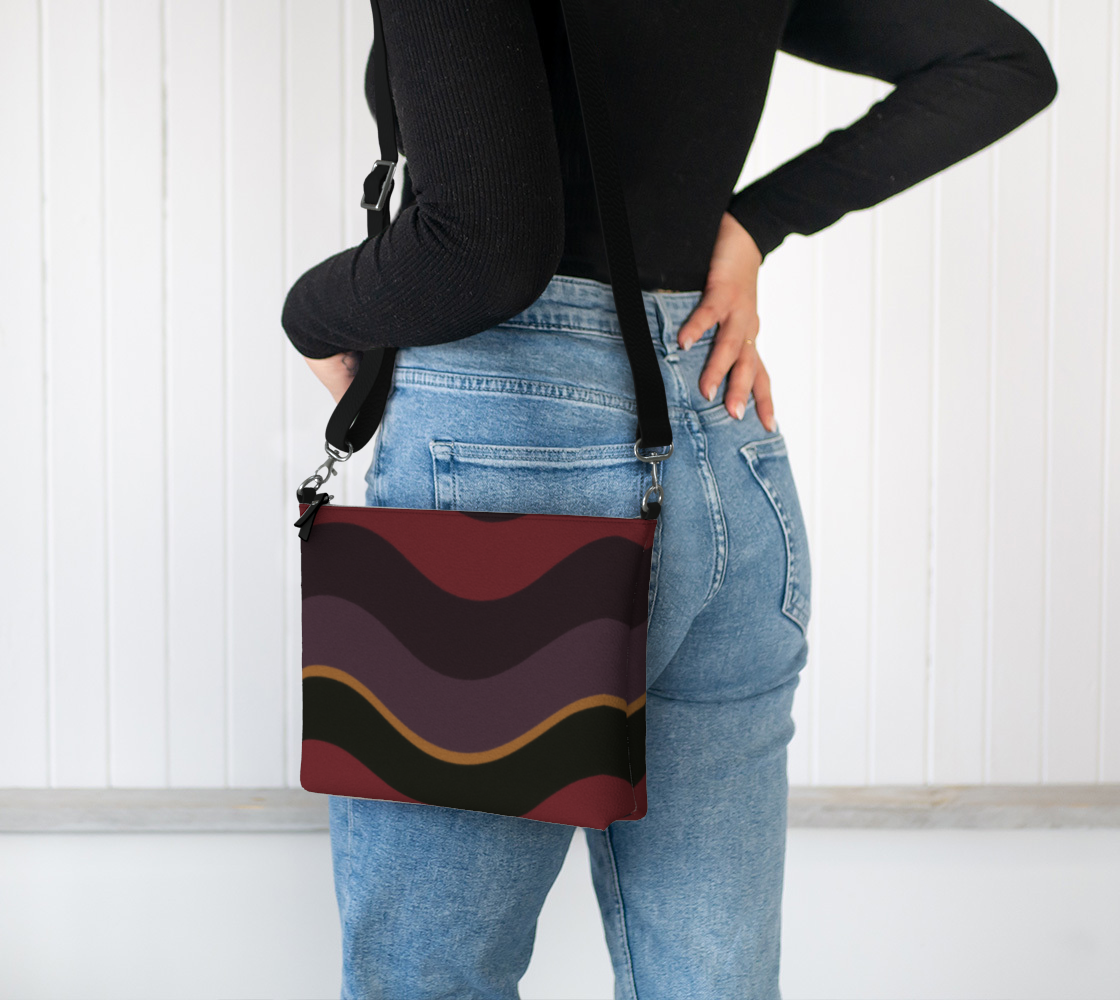 Burgundy Big Waves Vegan Leather Crossbody Purse