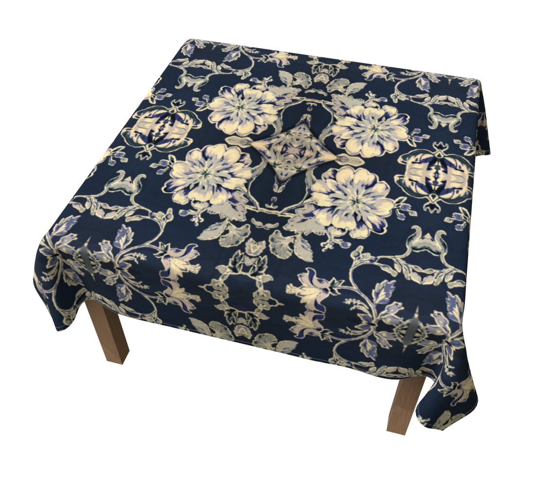 Blue Fleur Damask 60 x 60 Tablecloth
