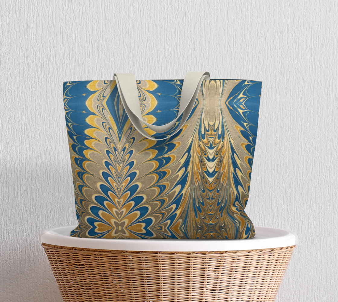 Prussian Blue Swirl Canvas Tote Bag