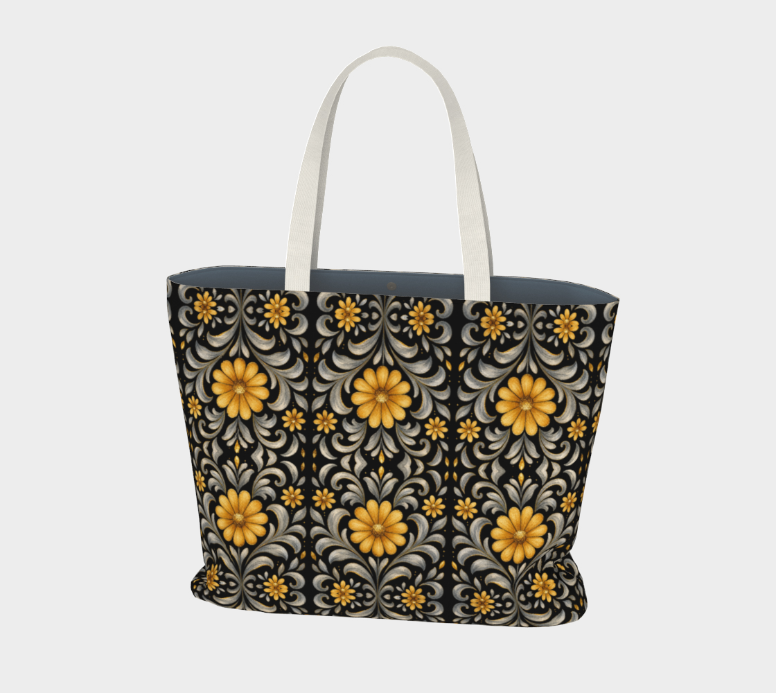 Midnight Silver Garden canvas tote bag final