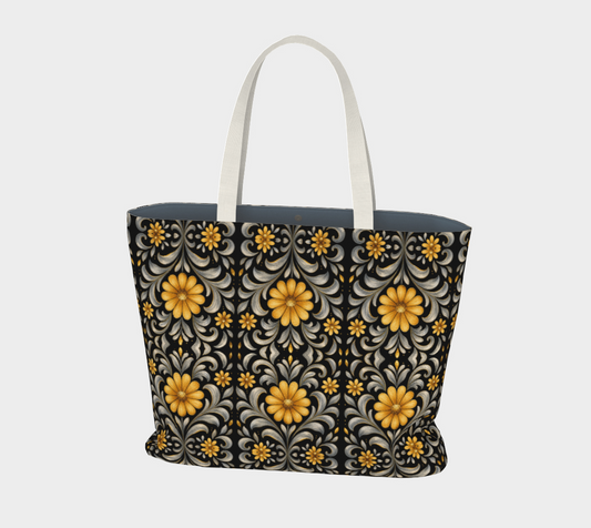 Midnight Silver Garden canvas tote bag final