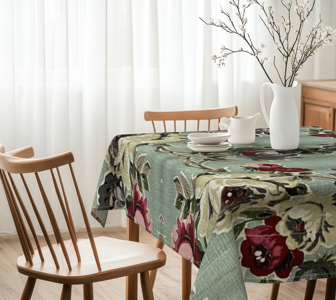 Seafoam Roses 60 x 60 Tablecloth