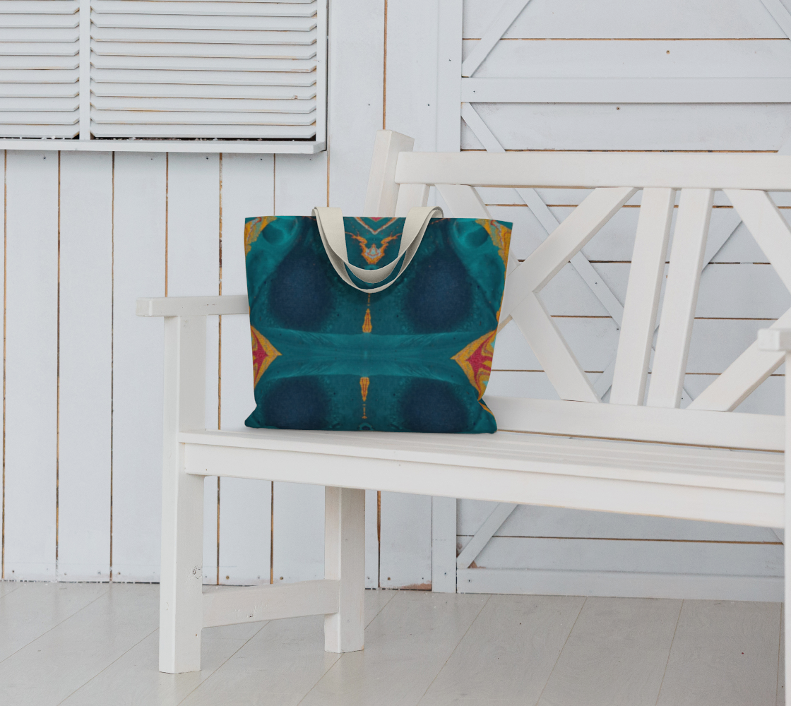 Gilded Peacock Feather Large Canvas Tote