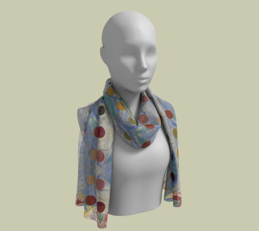 Blue Skies Long Silk Scarf