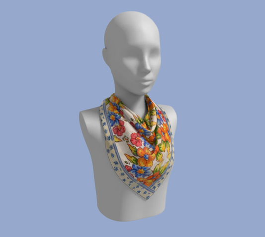 Positano Flowers Silk Square Scarf