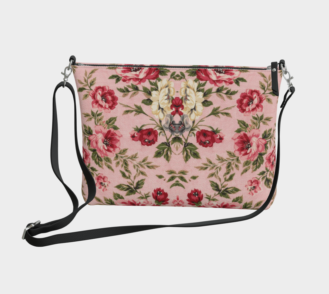 Rose Trellis Vegan Leather Cross Body Bag