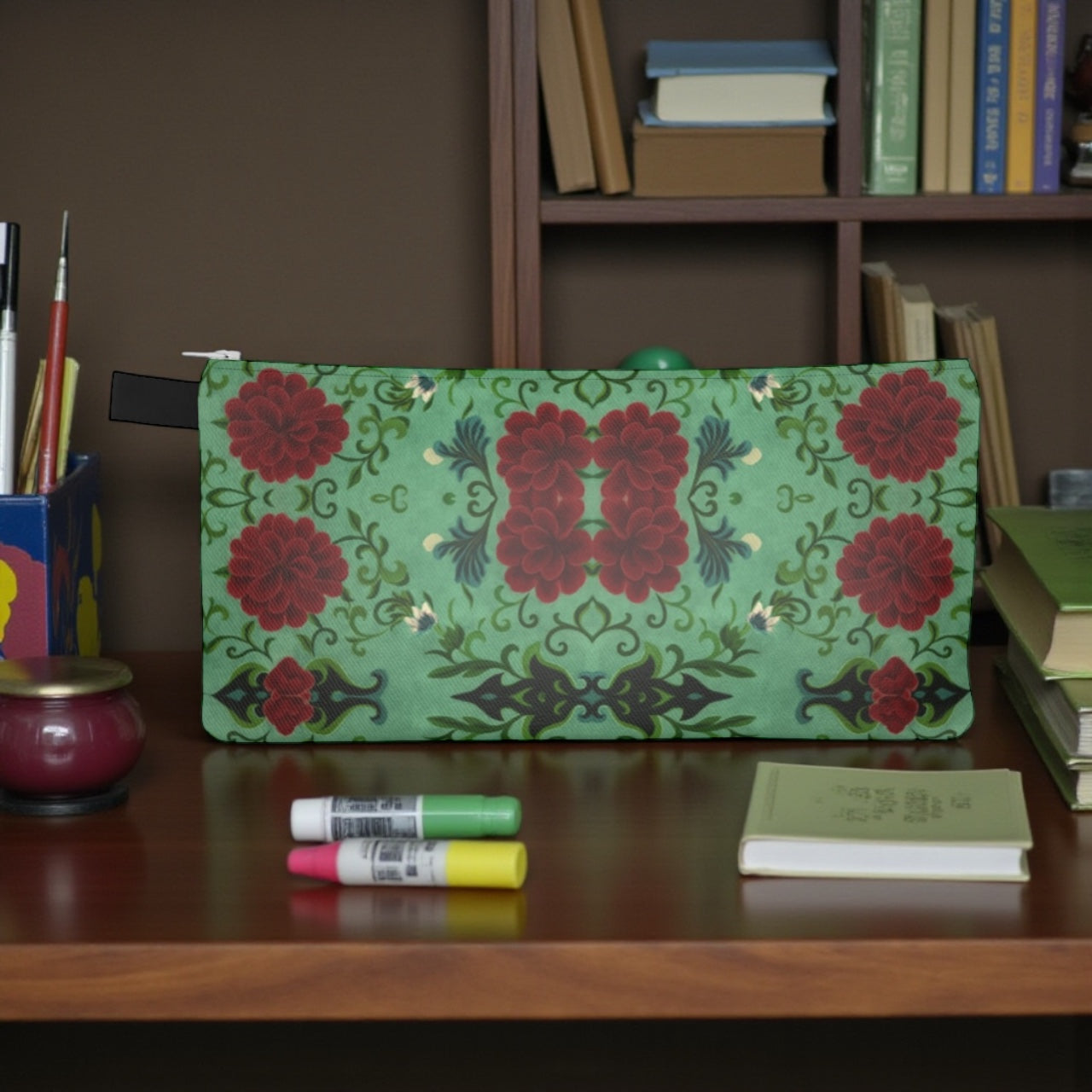 Imperial Peonies Mint Pencil Case