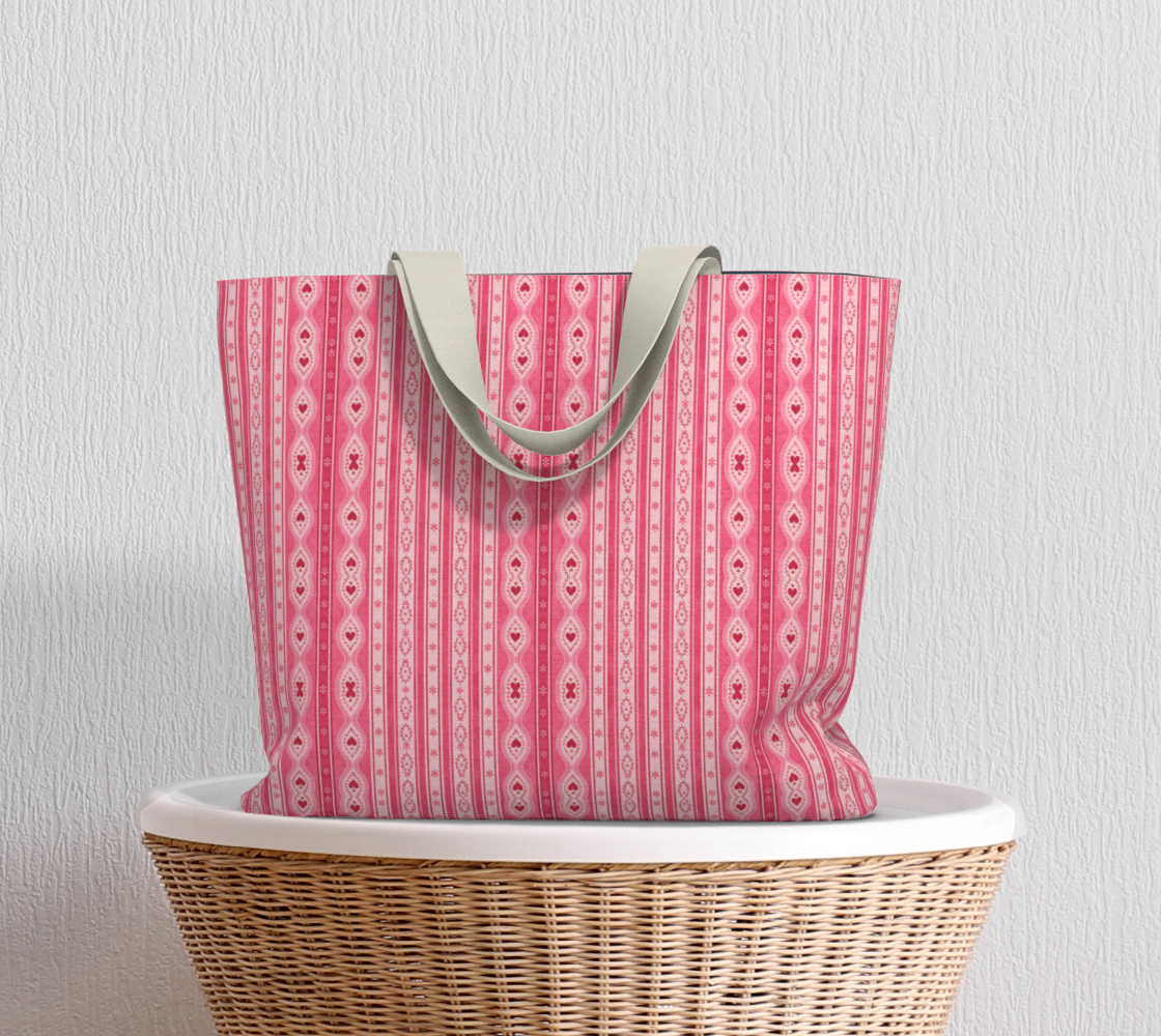 Sweet Heart Folk Stripe Tote Bag #1