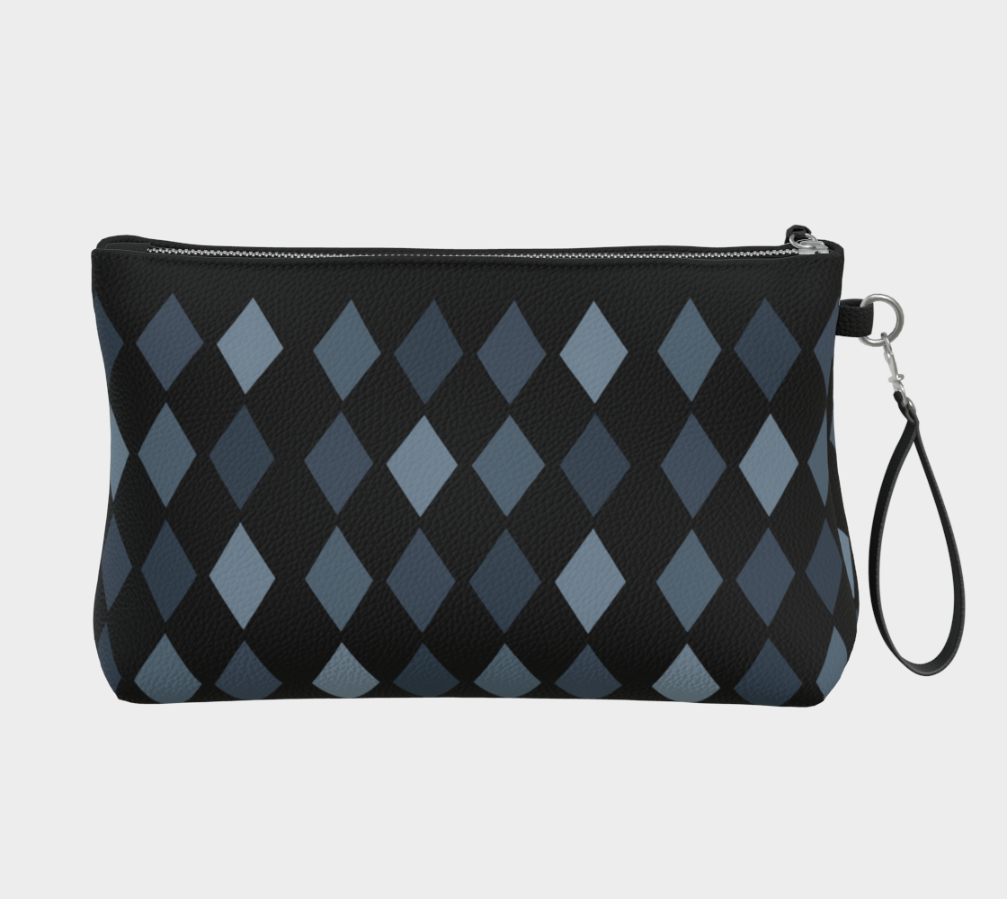 Midnight Argyle Vegan Leather Clutch Wristlet