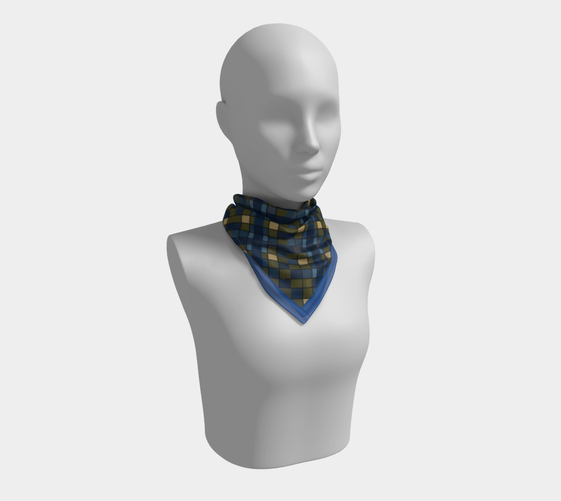 Blue Plaid Silk Square Scarf
