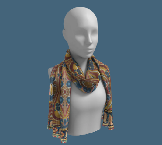 Tuscan Marble Sunset Silk Long Scarf