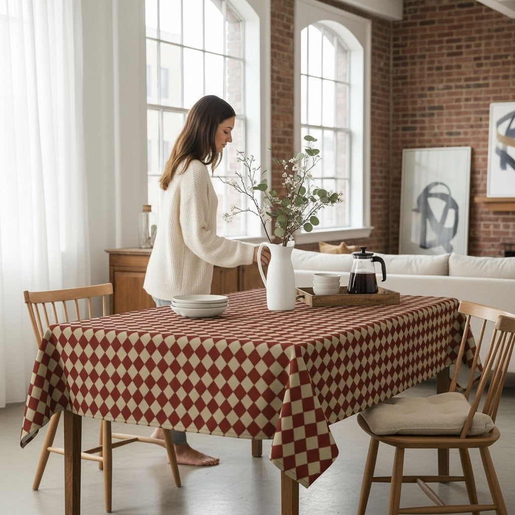 Cranberry Mini Harlequin Coaster 90 x 60 Tablecloth