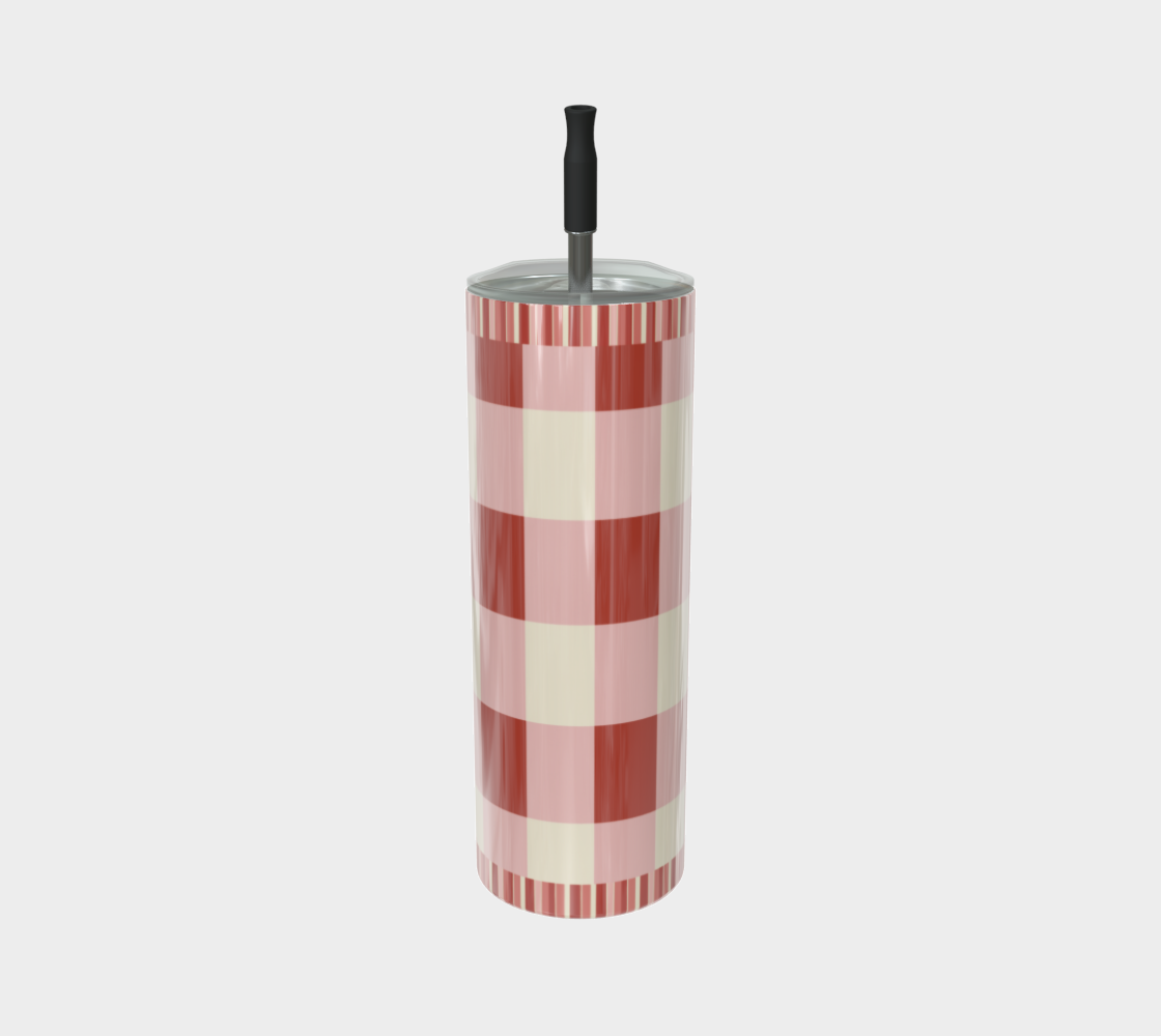 Red Gingham Water Bottle
