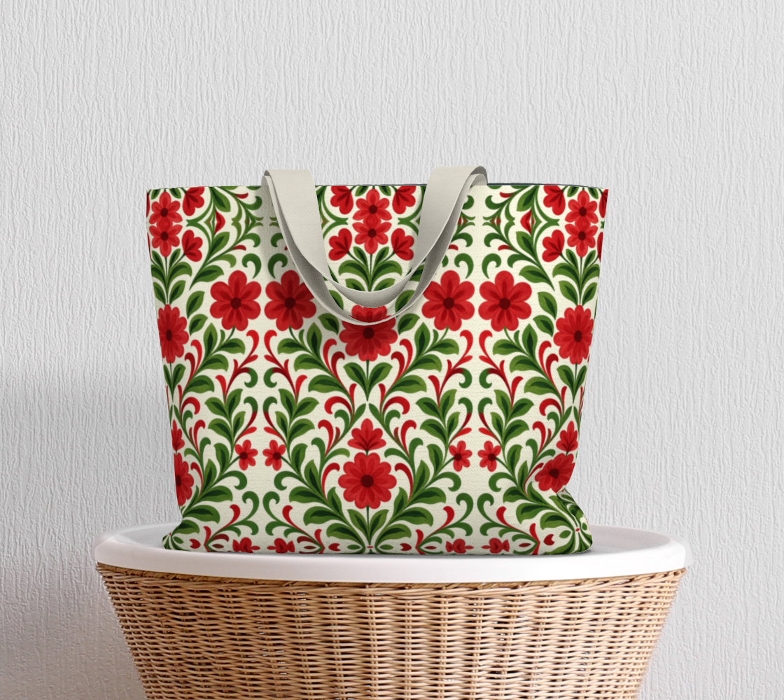 French Country Noel large canvas tote bag