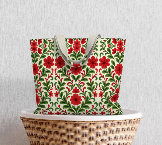French Country Noel large canvas tote bag