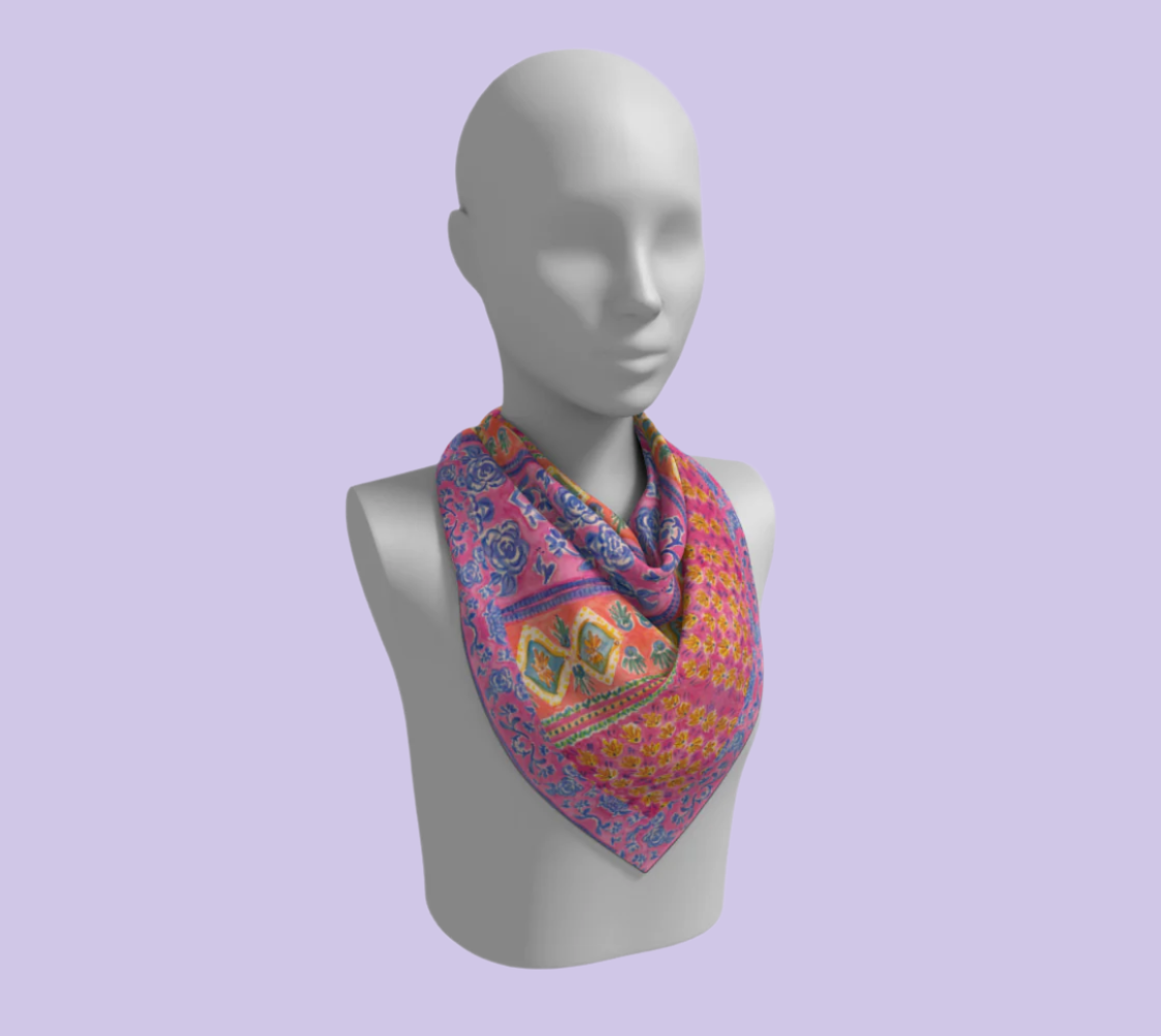 Coral Caravan Silk Square Scarf