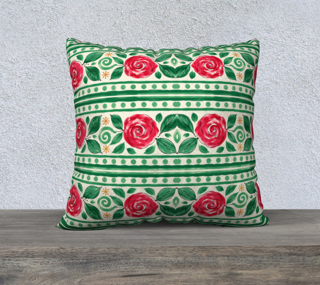CHRISTMAS ROSES banded 22 x 22 pillow