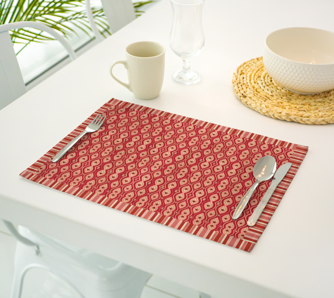 Red Heart Ikat with Border Placemats