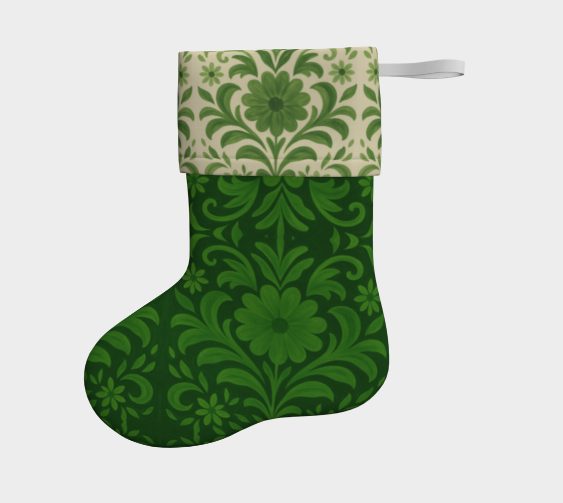 Petite Fleur Green Holiday Stocking
