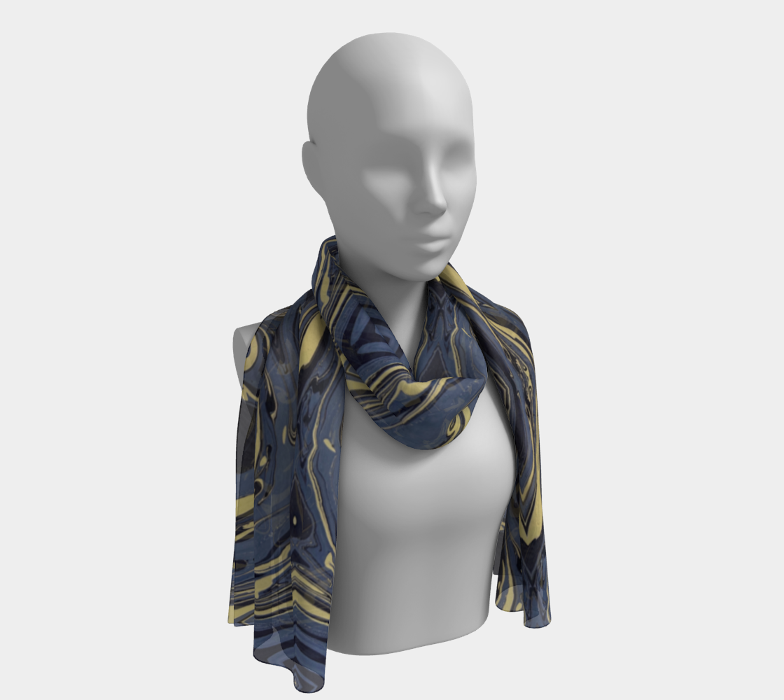 Mendocino Blues Diamond Long Silk Scarf