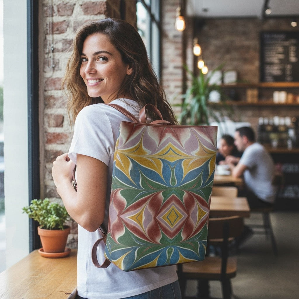 Florentine Flames Vegan Leather Backpack