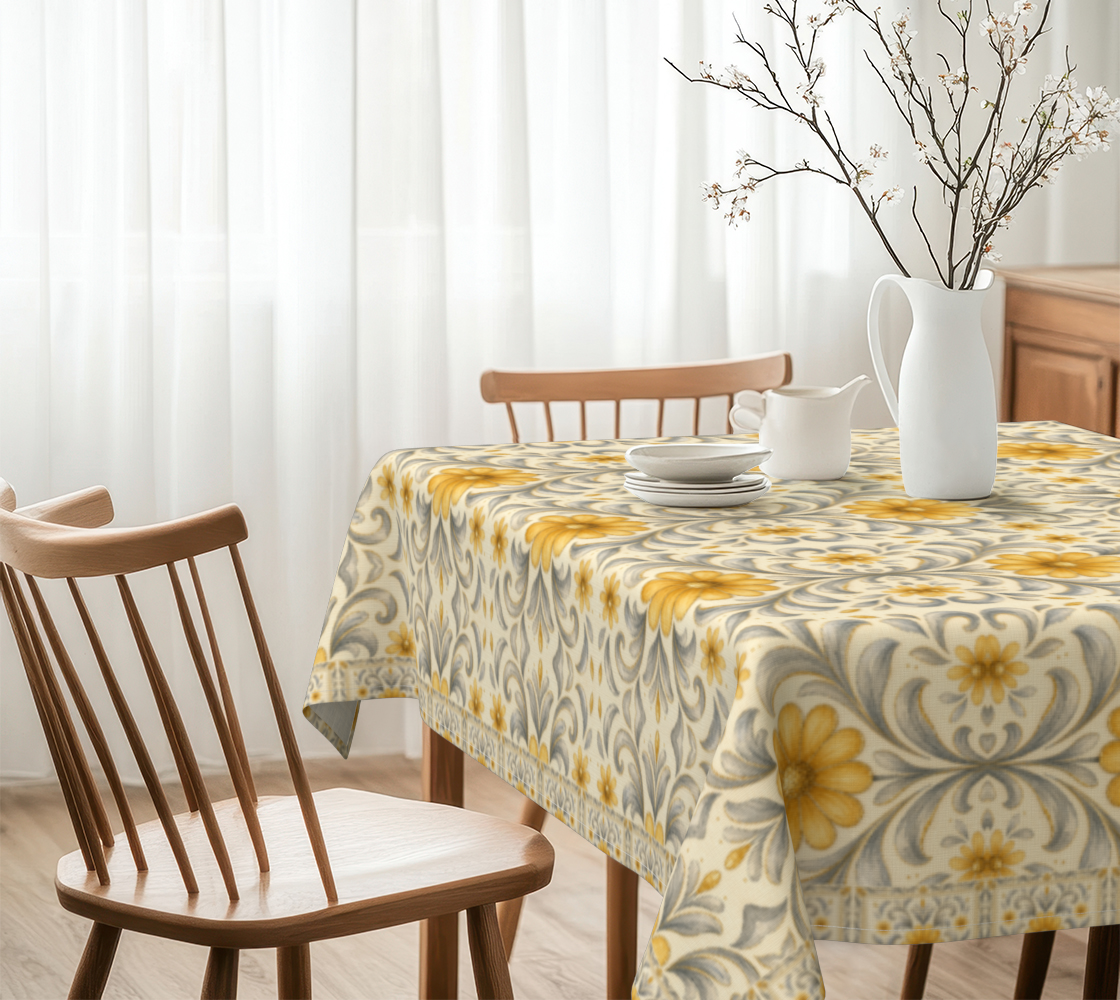Silver Garden 60 x 60 WEDDING Tablecloth with Border