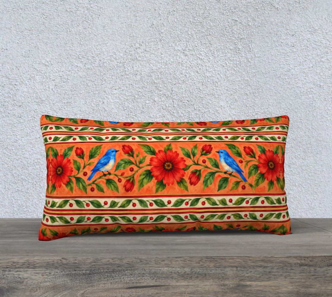 songbird bloom terracotta  banded 24 x 12 pillow