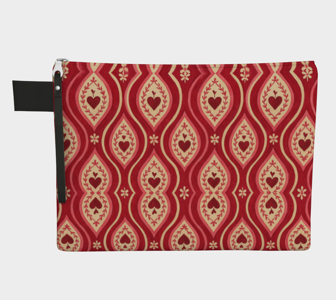 Red Hearts Ikat Zipper Carry-all Bag