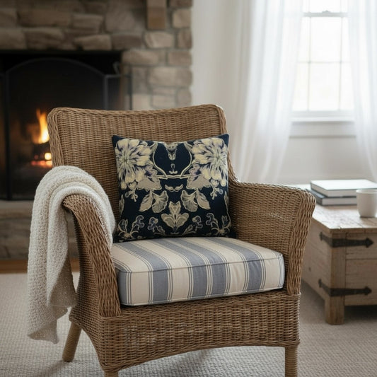 Blue Fleur Damask 22 x 22 Pillow Cover