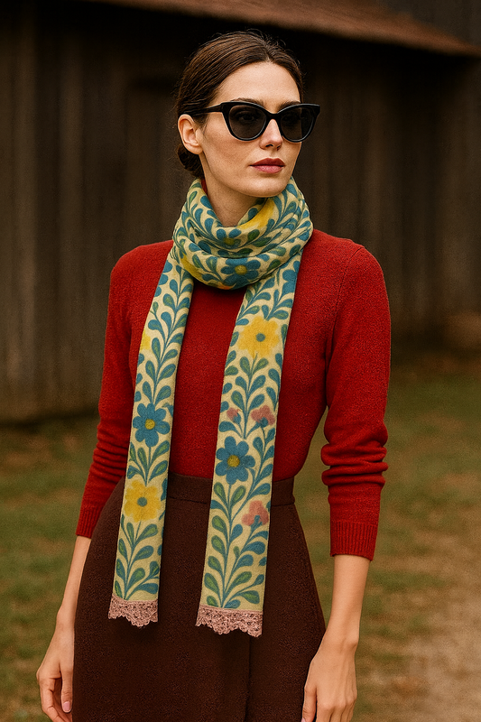 Jardin Provencale Goldenrod Long Silk Scarf