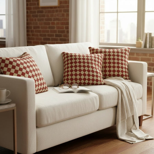 Cranberry Mini Harlequin 22 x 22 Pillow Cover