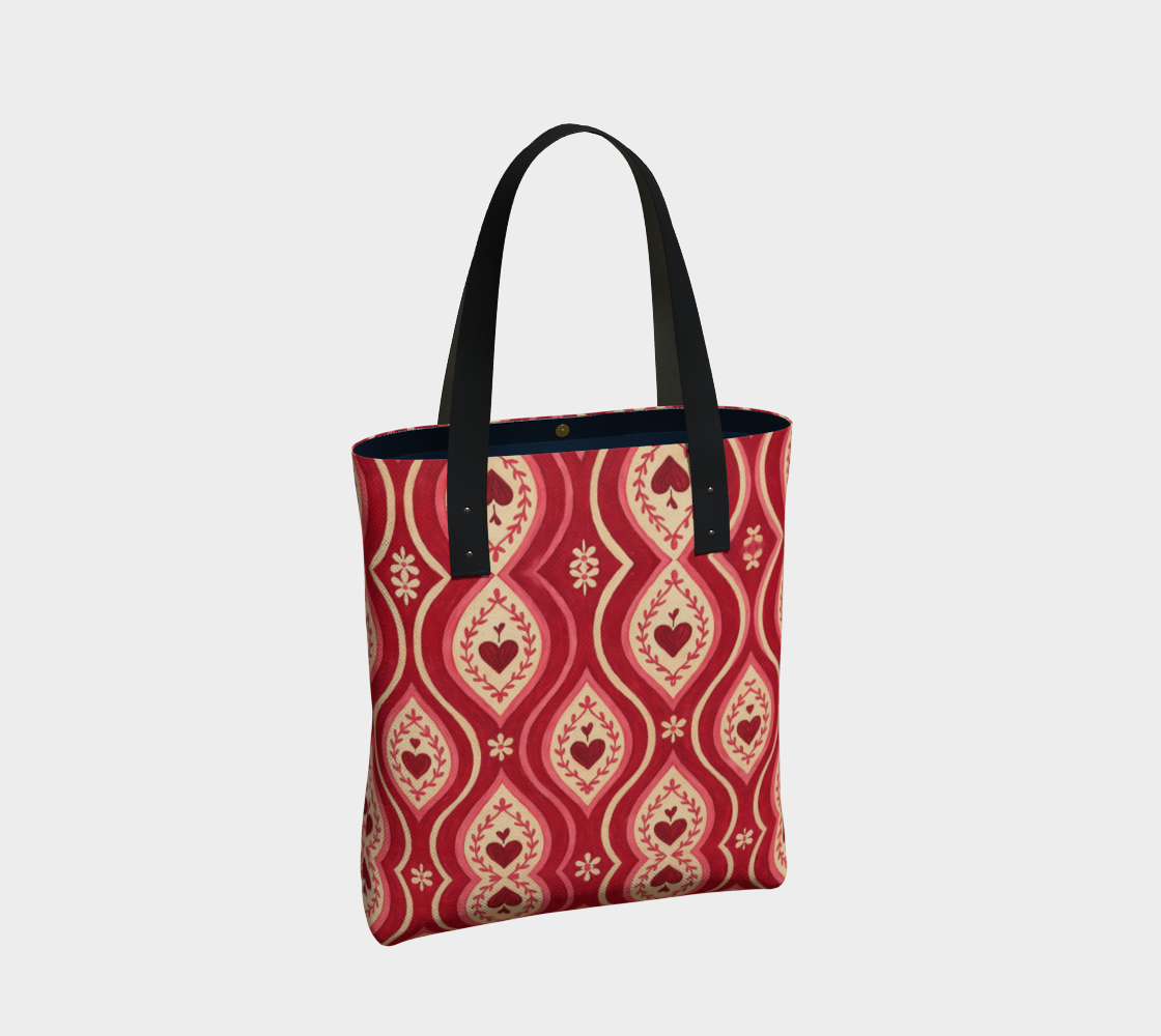 Red Hearts Ikat Urban Tote